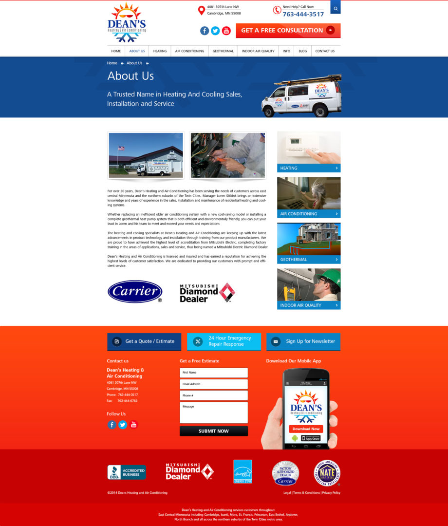 HVAC Web Design: Deans Heating and Cooling