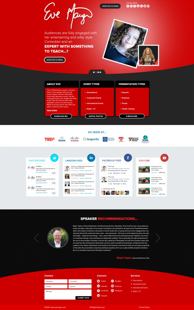 Speaker Website Design | Eve Mayer Social Media Delivered