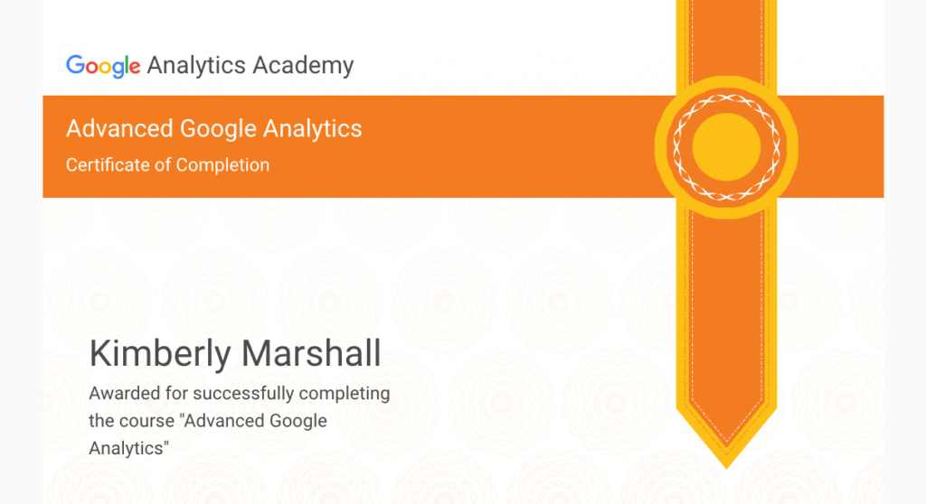 Kimberly Marshall Google Certification